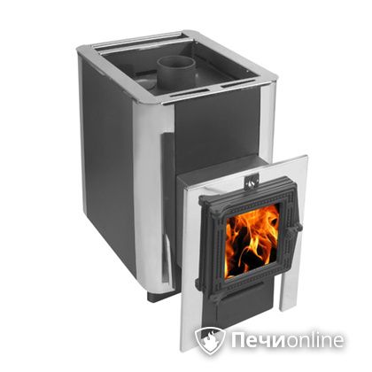 Дровяная банная печь Конвектика ДоброПар 9-14 чугунная дверца со стеклом в Горно-Алтайске